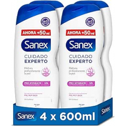Sanex Cuidado Experto Pro Hydrate Gel de Ducha 600ml (Pack de 4)