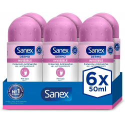 Chollo - Sanex Dermo Invisible Desodorante Antitranspirante Roll-on 50ml (Pack de 6)