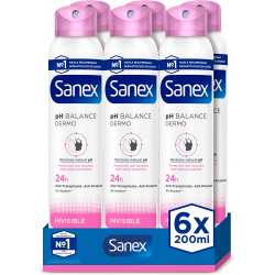 Chollo - Sanex Dermo Invisible pH Balance Desodorante Spray 200ml (Pack de 6)