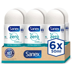 Sanex Zero% Extra Control Desodorante Roll-On 50ml (Pack de 6)