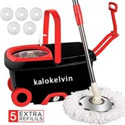 Chollo - Set Fregona giratoria de microfibras &plus; Cubo con Ruedas