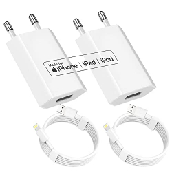 Chollo - Tizegu Cargador &plus; Cable 1m &lbrack;Certificado MFi&rsqb; &lpar;Pack de 2&rpar; &vert; A50128