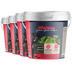 Chollo - Lifelong Vacuno y Espinacas Treats para perros Pack 4x 500g