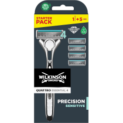 Wilkinson Sword Essential Quattro Precision Sensitive (1 mango + 5 recambios)