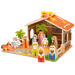 Chollo - WOOMAX Bel&eacute;n de Madera 20pcs &vert; 46204