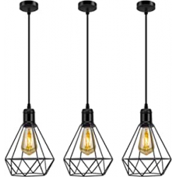 Chollo - YnGia BLACK3-1 L&aacute;mpara de Techo Vintage 60W E27 &lpar;Pack de 3&rpar;
